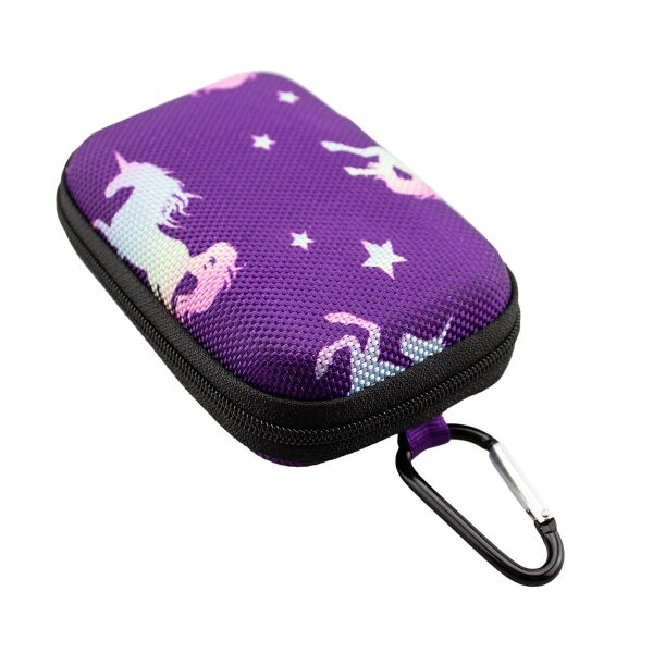 Caseroxx Transporttasche Für Edurino Figuren – Einhorn-Design, Lila, Mit 8 Netztaschen & Reißverschluss, Aus EVA